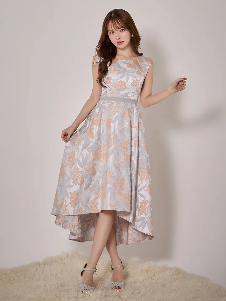 【GINZA COUTURE/銀座クチュール】 ノースリーブ/ カットアウト/ 花柄/ ジャガード/ フィッシュテール/ Aライン/ ミディアムドレス/ キャバドレスlong3