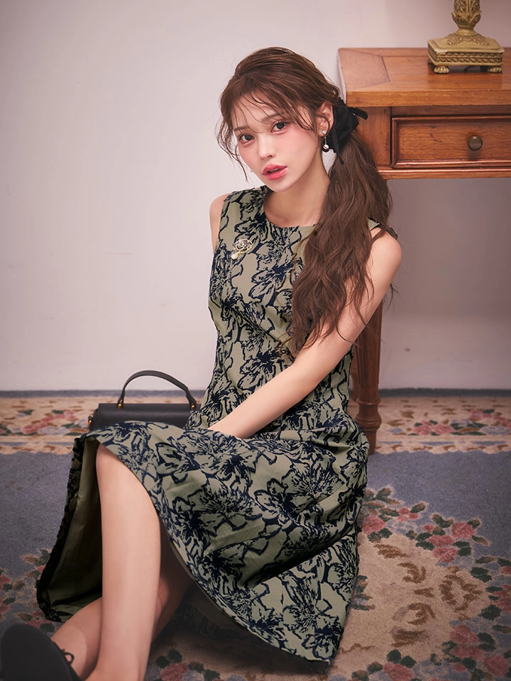 【GINZA COUTURE/銀座クチュール】ノースリーブ/ 花柄/ ミモレ丈/ フレア/ ワンピース/ ミディアムドレス/ キャバドレス5