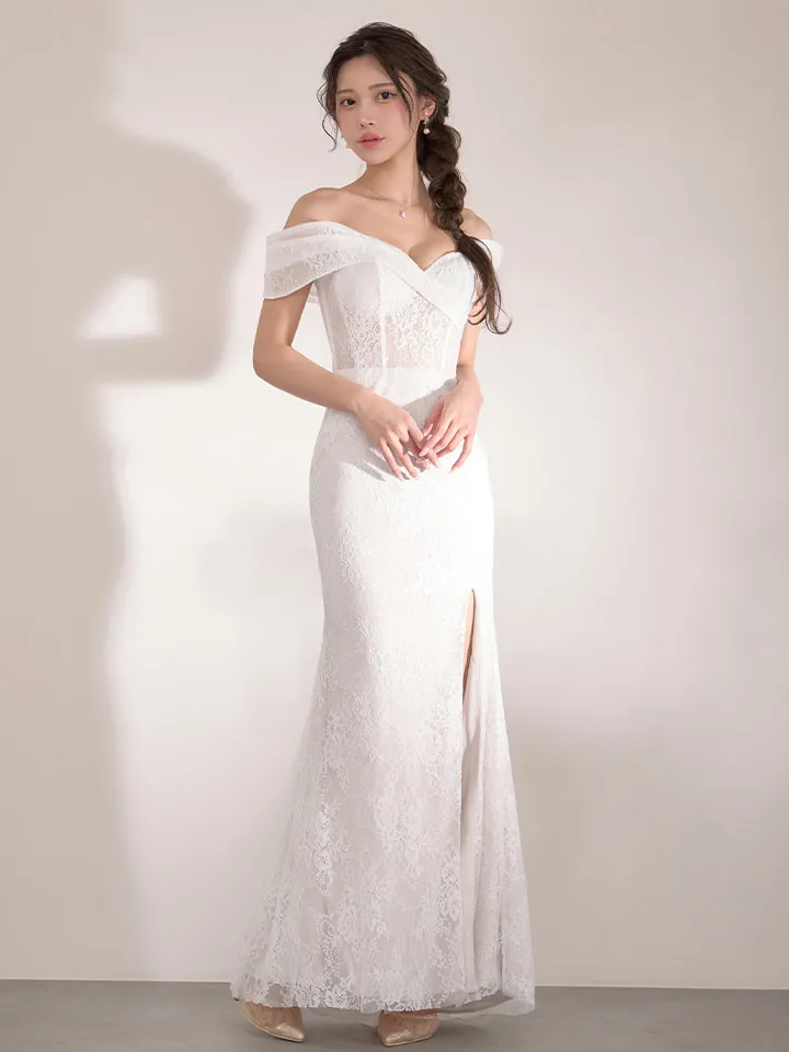 【SETTAN/セッタン】総レース/ シアー/ オフショルダー/ コルセット風/ スリット/ タイト/ マーメイド/ ロングドレス/ キャバドレス long3