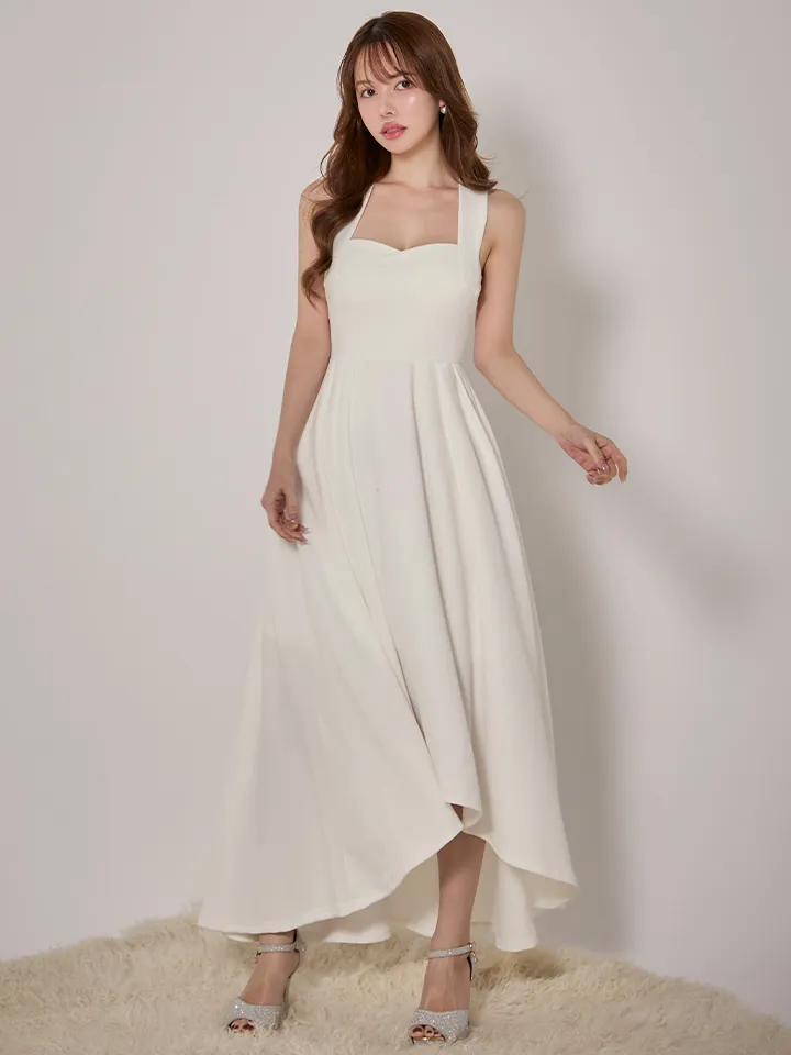 【MONOQLO/モノクロ】ウエストクロス/ ワンカラー/ ヘムスカート/ ノースリーブ/ ストレッチ/ フレア/ ワンピース/ ロングドレス/ キャバドレス/ long5