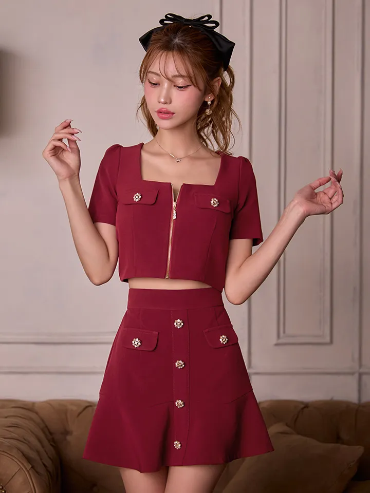 【ANDY/アンディ】ストレッチ/ スクエアネック/ 半袖/ 袖あり/  セットアップ/ ミニドレス/ キャバドレス2