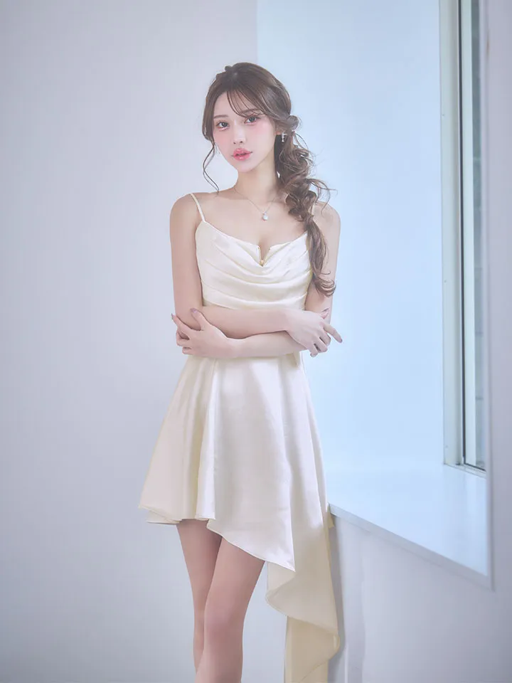 【ANDY/アンディ】アシンメトリー/ バストジップ/ ドレープ/ キャミ/ サテン/ ワンカラー/ フレア/ ミニドレス/ キャバドレス4