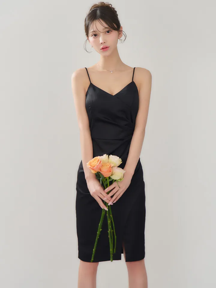 【ANDY/アンディ】シンプル/ ワンカラー/ キャミソール/ サイドタック/ タイト/ ひざ丈/ ミディアムドレス/ キャバドレス2