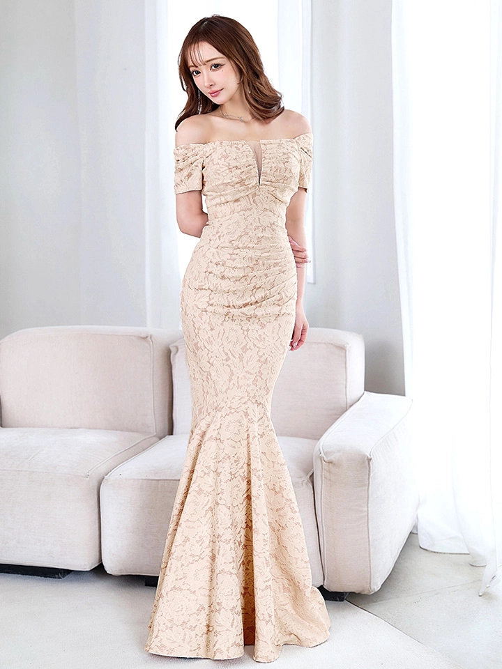 【UNA VALERIE / ウナヴァレリェ】 花柄/ オフショルダー/ バストシアー/ ギャザー/ タック/ マーメイド/ ロングドレス17