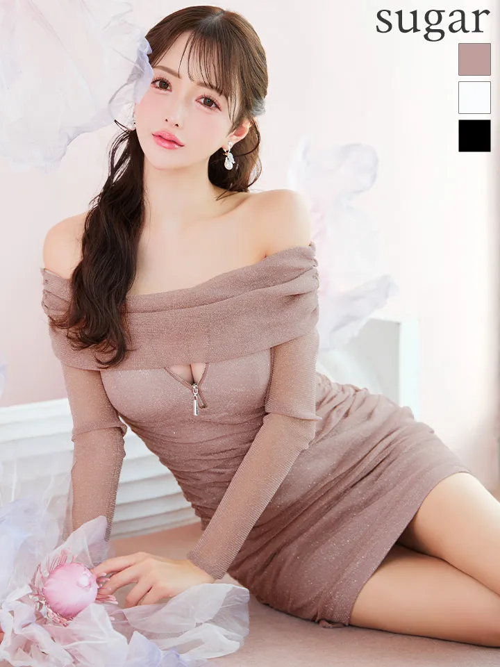 【ROBE de FLEURS/ローブドフルール】ビジューリボンライン/ スパーク/ セットアップ/ タイト/ ミニドレス/ キャバドレス