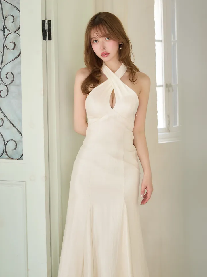 【Veautt/ヴュート】フロントクロスデザイン/ バックオープン/ リボン/ マーメイド/ フレア/ ワンピース/ ミディアムドレス/ キャバドレス2