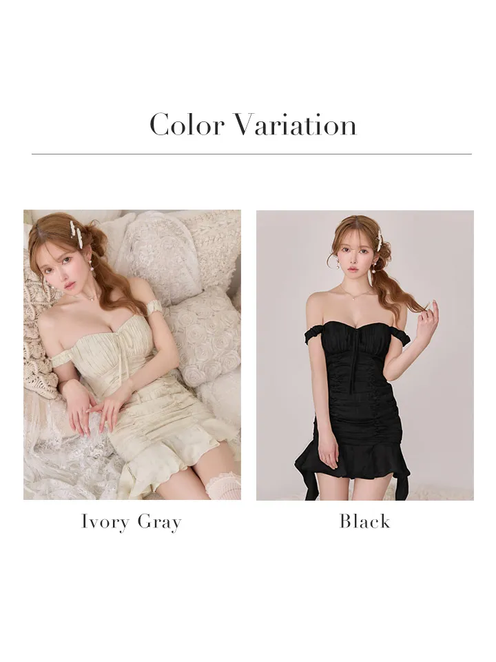 【ANIER./アニエル】【ROBE de FLEURS/ローブドフルール】haze offshoulder mini dress/ フリル/ ツイル/ オフショルダー/ ミニドレス/キャバドレスバリエーション