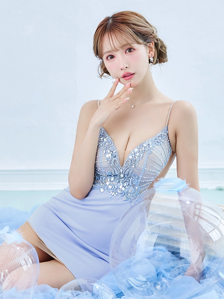 XSサイズあり【ANGEL R/エンジェルアール】フロントビジュー / Vカット / メッシュ/ キャミソール/ タイト/ ミニドレス/ キャバドレス2