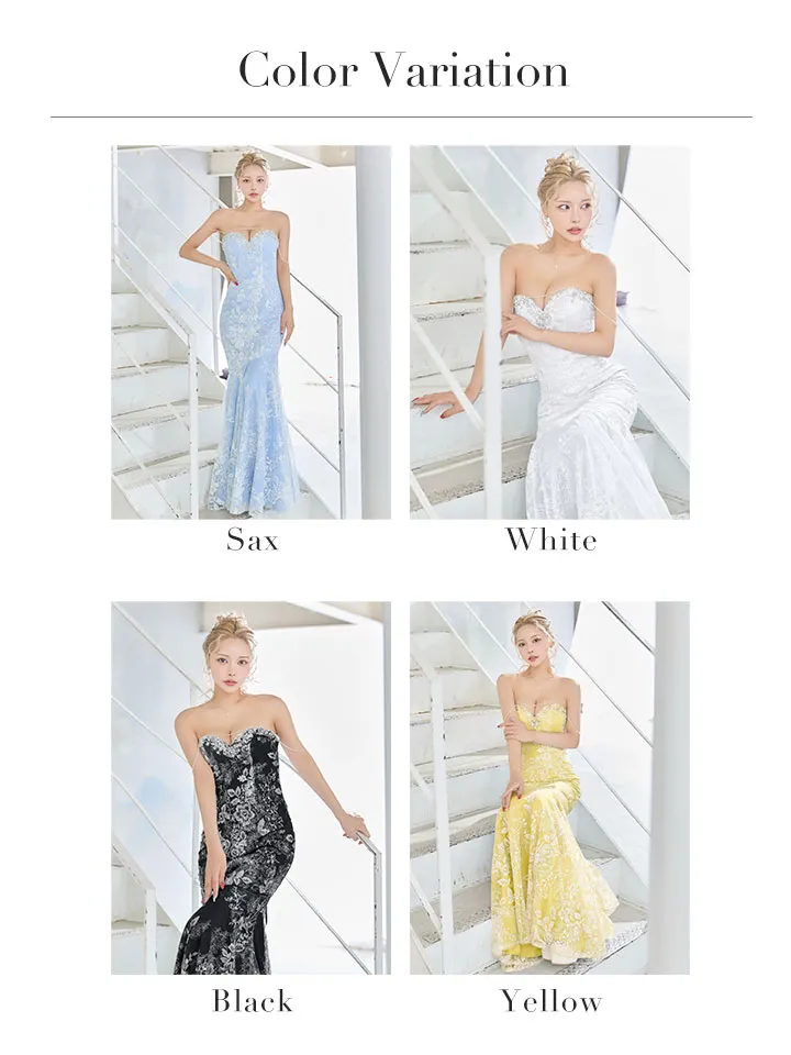 【ANGEL R/エンジェルアール】レース/ ベアトップ/ パール/ タイト/ ロングドレス/ キャバドレスバリエーション