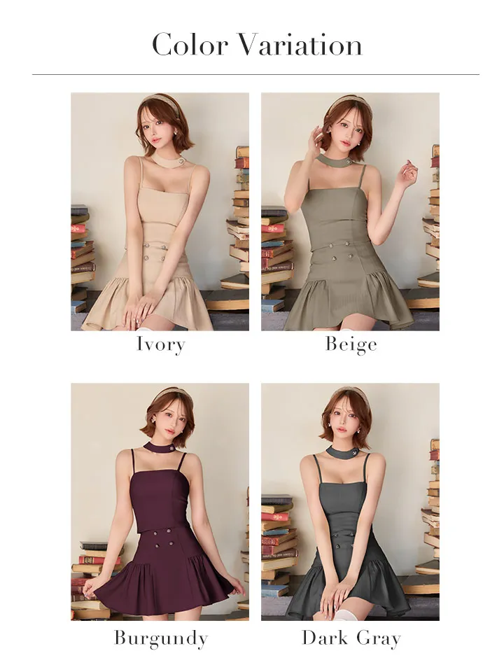 【ANGEL R/エンジェルアール】チョーカーデザイン/ ボタン/ セパレート/ Aライン/ フレア/ マイクロミニドレス/キャバドレスバリエーション