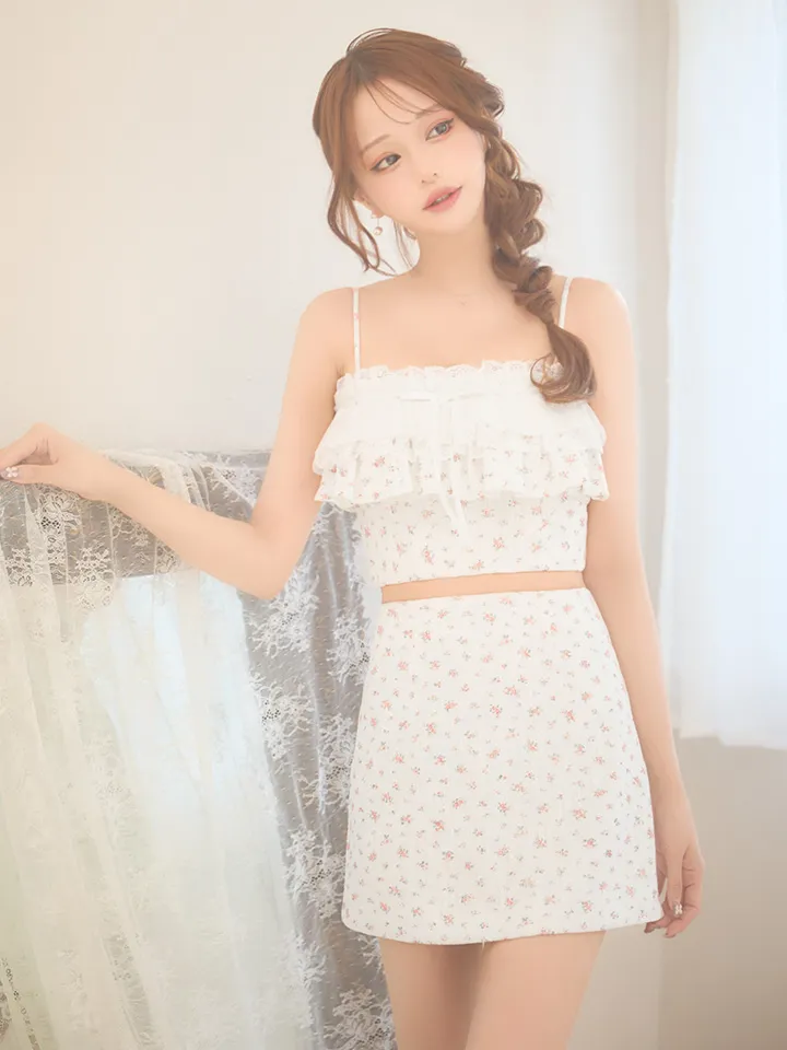 【ROBE de FLEURS/ローブドフルール】小花柄/ レース/ フリル/ セットアップ/ タイト/ ミニドレス/ キャバドレス2