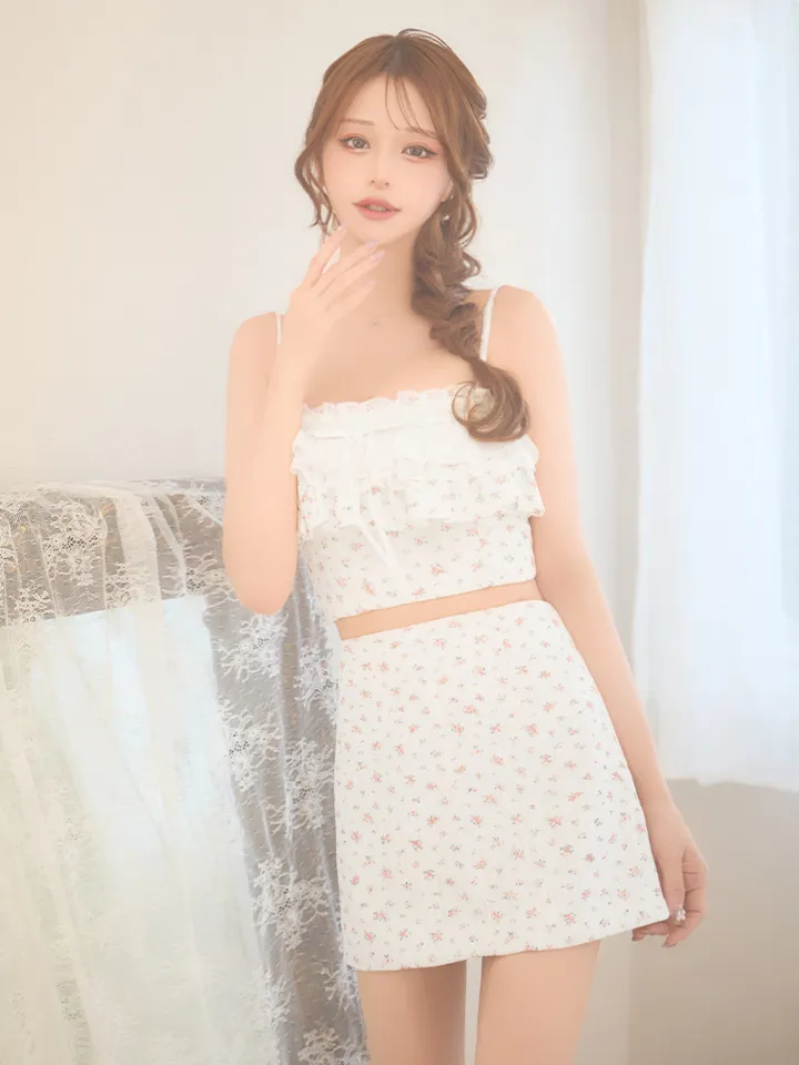 【ROBE de FLEURS/ローブドフルール】小花柄/ レース/ フリル/ セットアップ/ タイト/ ミニドレス/ キャバドレス4