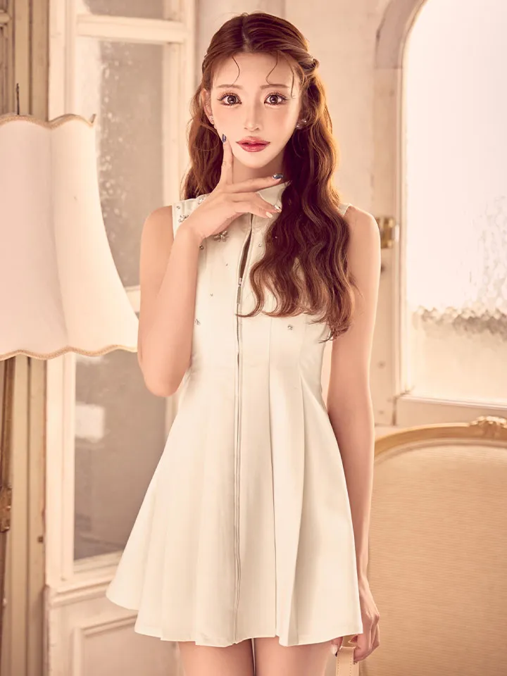 【ROBE de FLEURS/ローブドフルール】襟付き/ ノースリーブ/ フレア/ ミニドレス/ キャバドレス3