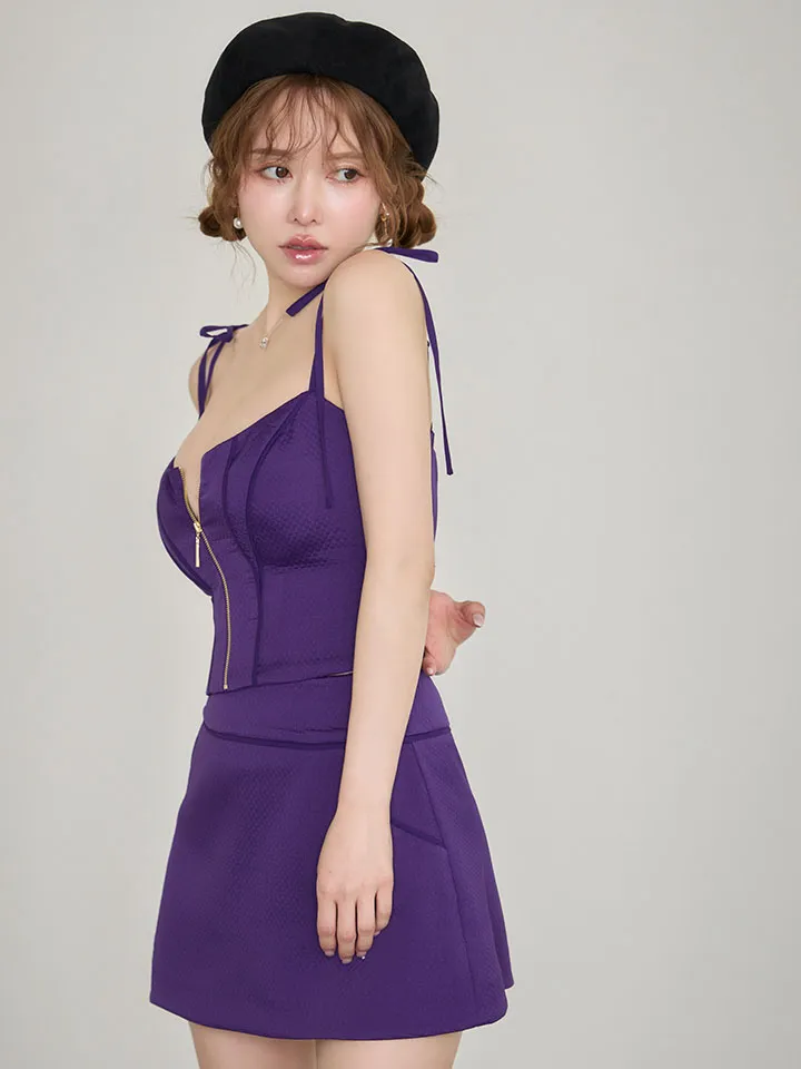 【Glossy/グロッシー】ワンカラー/ キルティング/ ショルダーリボン/ セットアップ/ ミニドレス/ キャバドレス1