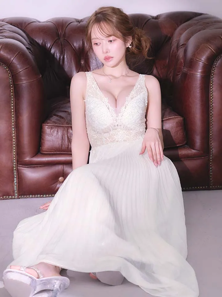 【SETTAN/セッタン】ラメ/ プリーツ/ ラインストーン/ 刺繍/ シアー/ ノースリーブ/ Aライン/ フレア/ ロングドレス/キャバドレス3