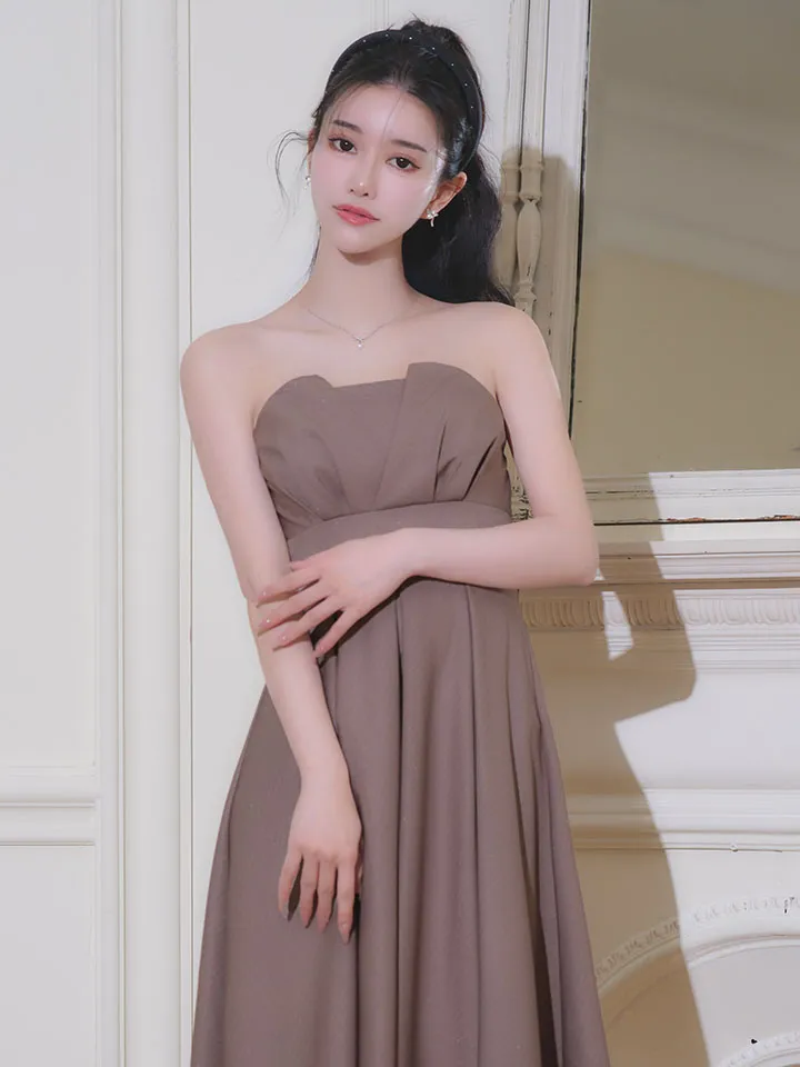 【Veautt/ヴュート】【OF05】べアトップ/ バストタック/ ウエストマーク/ プリーツ/ フレア/ ワンピース/ ロングドレス/ キャバドレス2