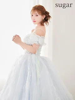 【couture an/クチュールアン】オフショル/ ラメ/ チュール/ オ－ガンジー/ パール/ ビーズ刺繍/ スピンドル/ フレア/ プリンセス/ ロングドレス/ キャバドレス