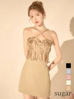 【ANGEL R/エンジェルアール】ベアトップ/ クロスショルダー/ キャミソール/ 3way/ フリル/ フレア/ マイクロミニドレス/ キャバドレス