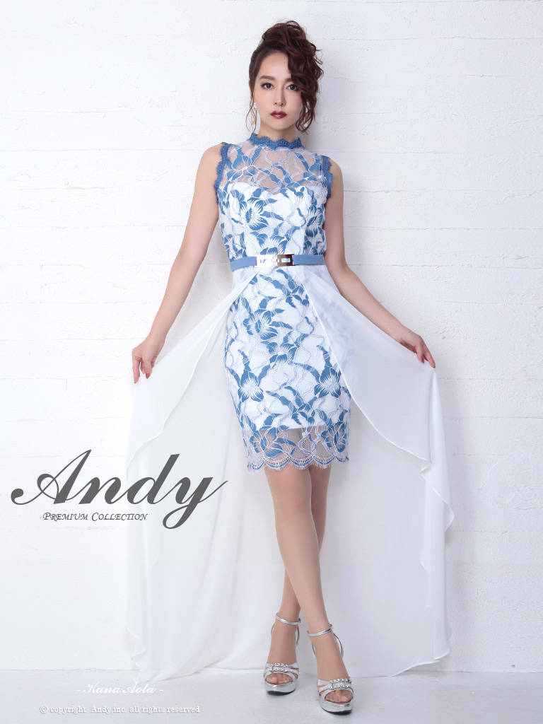 Andy レース タイト シフォン ショートインロング キャバドレス Long Andy レース タイト シフォン ショートインロング キャバドレス Long