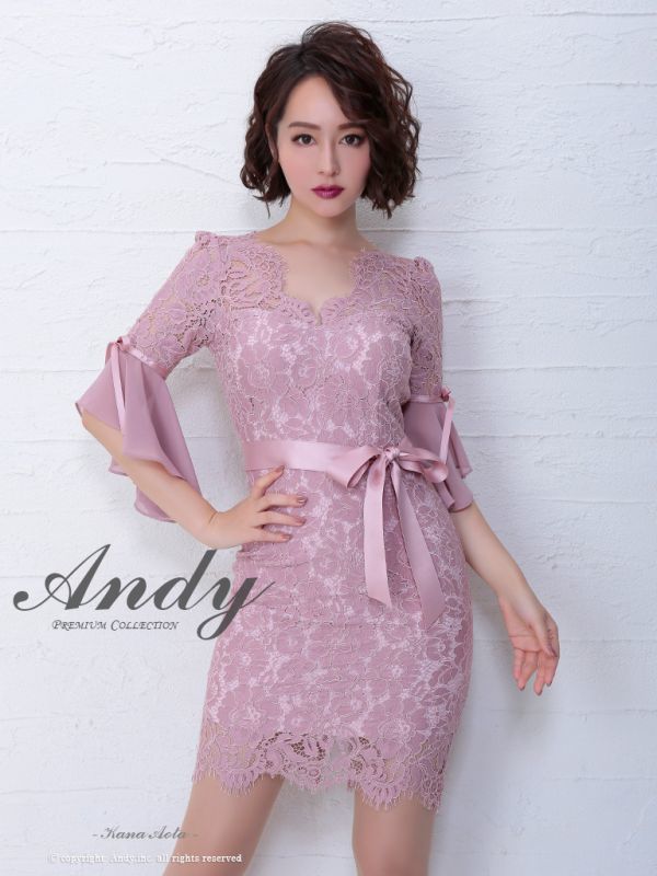 Andy アンディ フラワーレース シフォンスリーブ タイト ミニドレス キャバドレス Andy アンディ フラワーレース シフォンスリーブ タイト ミニドレス キャバドレス