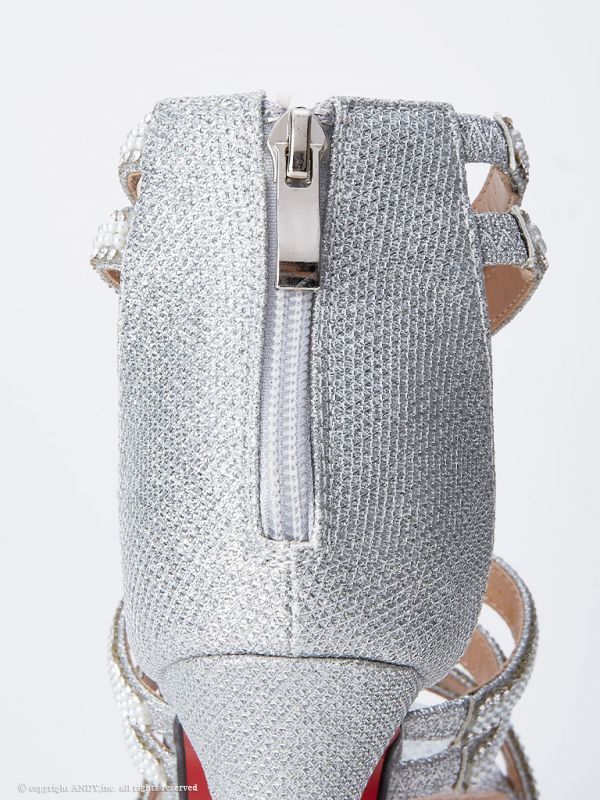 An 11cmヒール ビジュー レッドソール ストラップサンダル