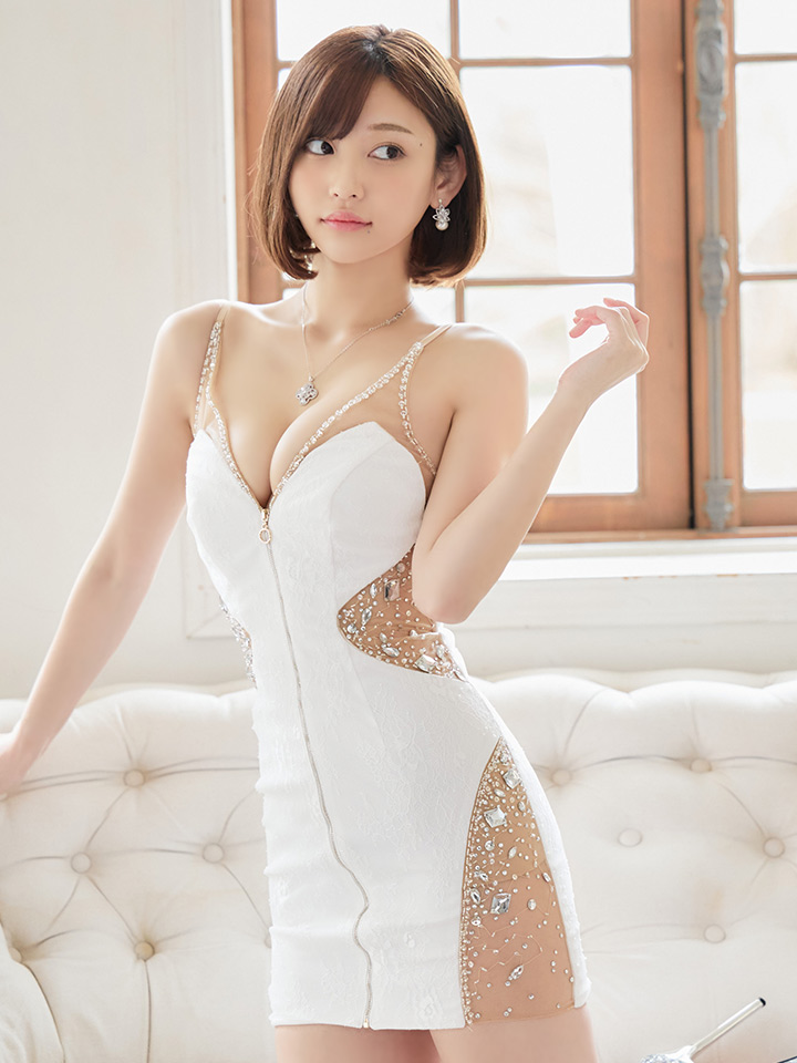 レースシースルー ノースリーブドレスbkM