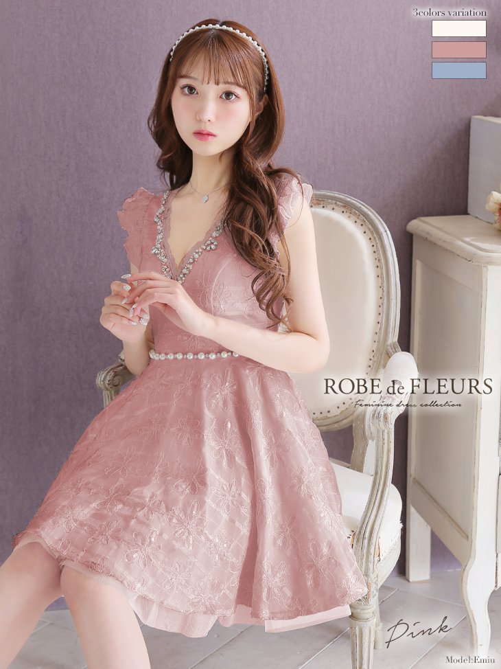 XS〜Lサイズあり【ROBE de FLEURS/ローブドフルール】パールビジュー 