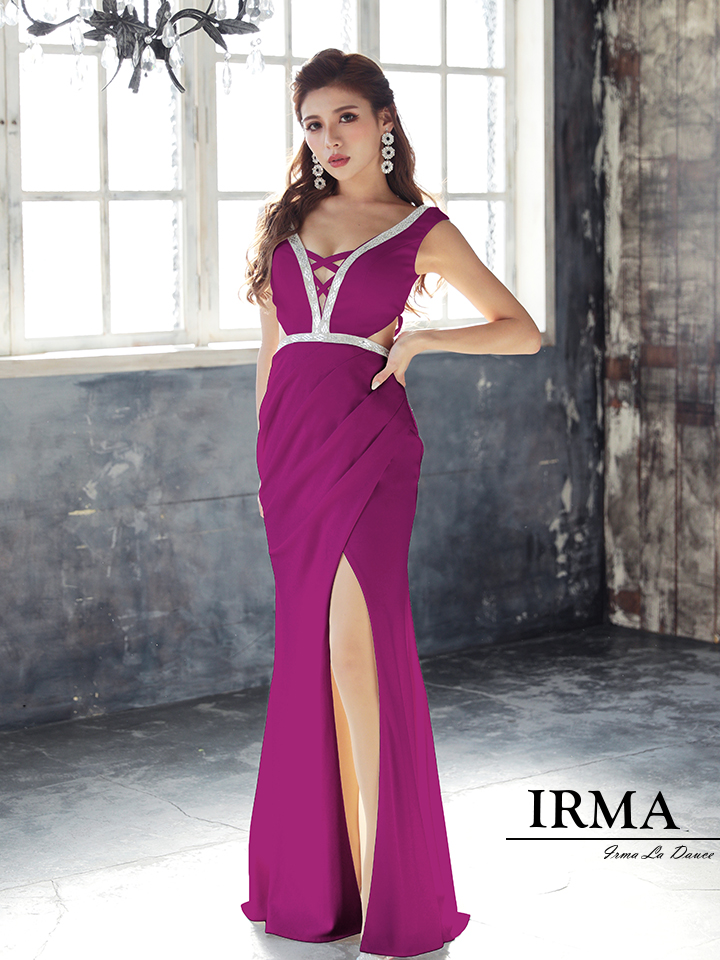 IRMA キャバドレス ロングドレス ピンク-