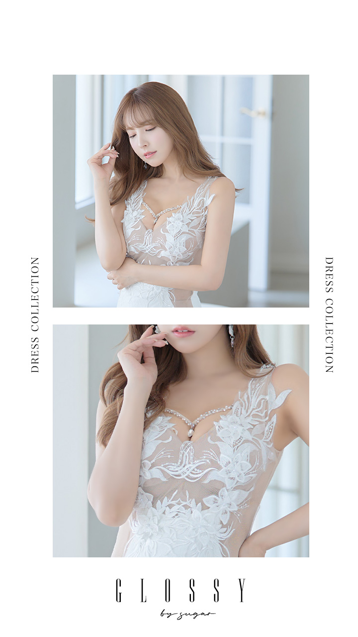 ROBE de FLEURS Glossy/ローブ・ド・フルール グロッシー】ビジュー/ レース/ ペプラム/タイト/ ミニドレス/ キャバドレス[OF2]  - キャバドレス専門店 sugar (シュガー)