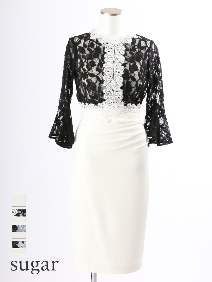 Vanessa Heart ヴァネッサハート レース 切替 ロングスリーブ ワンピース タイト ミニドレス キャバドレス