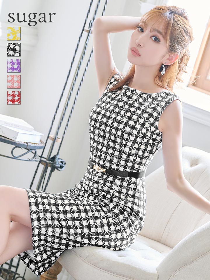 Vanessa Heart ヴァネッサハート ワンピース ギンガムチェック チェック レース スリット ノースリーブ 膝丈 ミディアム丈 キャバドレス Vanessa Heart ヴァネッサハート ワンピース ギンガムチェック チェック レース スリット ノースリーブ 膝丈 ミディアム丈 キャバドレス