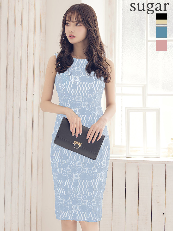 Vanessa Heart ヴァネッサハート レース ノースリ ワンピース 膝丈 タイト ミディアム ミニドレス キャバドレス