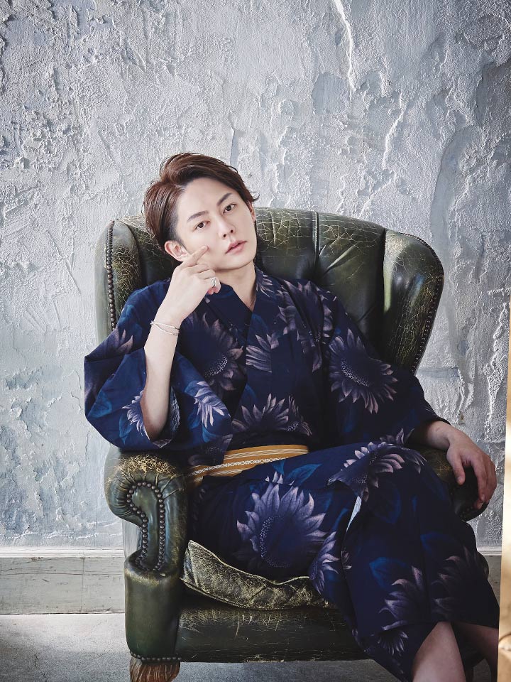 メンズ浴衣 水彩のひまわり柄 浴衣 帯 下駄セット Mk No 11 Hc02