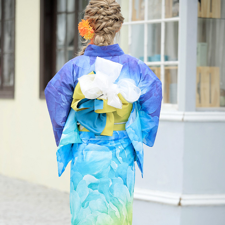 浴衣 ブルーチーズグラデーション 胴締め一揃え Whirledpies Com