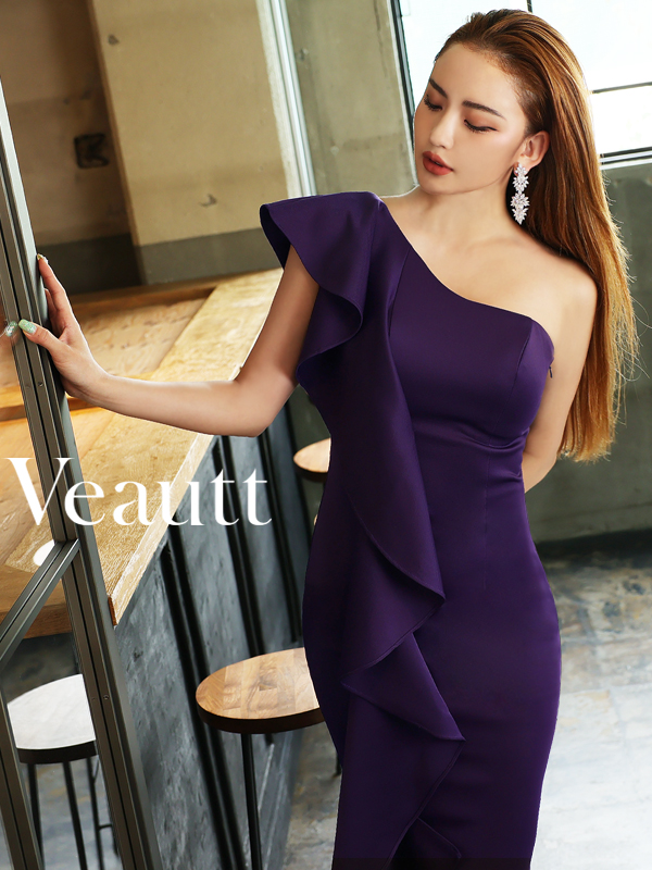 sugar ワンショルダードレス ブラック　ヴュート XSサイズあり【Veautt/ヴュート】【OF05】ワンショルダー/ サイド