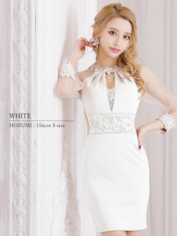 AngelR ホワイトドレス　キャバドレス　ビジュー　エンジェルアール
