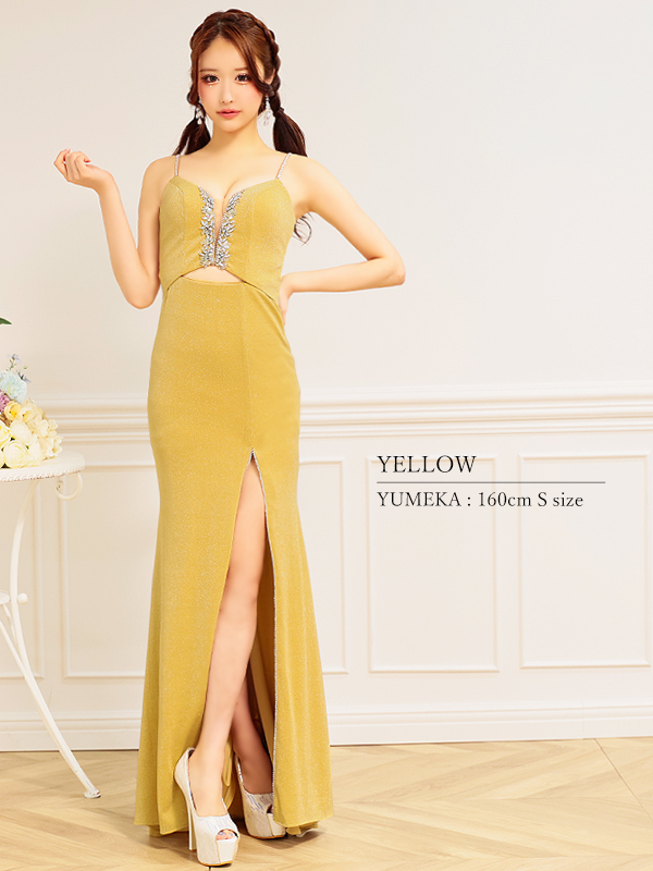 エンジェルアール angelR ドレス 美品 イエロー XSサイズあり【ANGEL R/エンジェルアール】 バストタック/ ビジュー