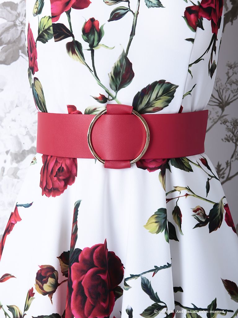 Andy アンディ テールカット フラワープリント ベルト ミニドレス キャバドレス