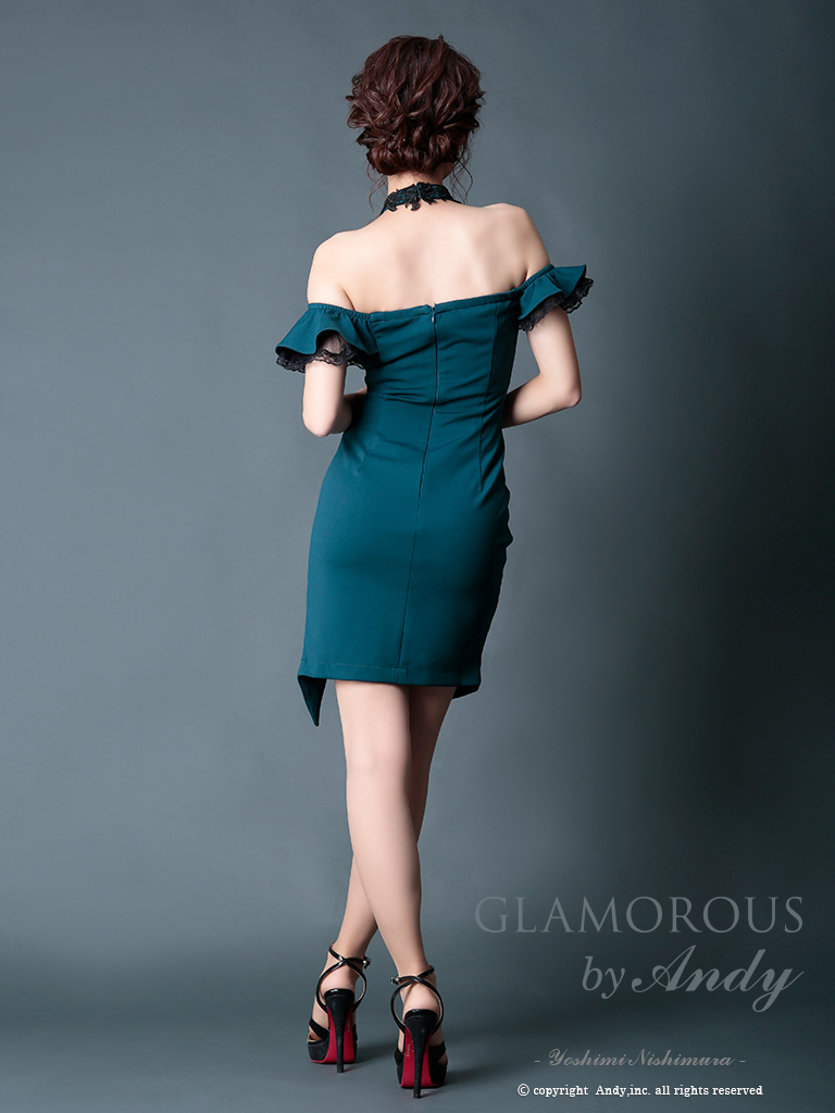Andy Glamorous アンディグラマラス フリル チョーカーデザイン ストレッチ アシメ タイトミニ ミニドレス キャバドレス Andy Glamorous アンディグラマラス フリル チョーカーデザイン ストレッチ アシメ タイトミニ ミニドレス キャバドレス