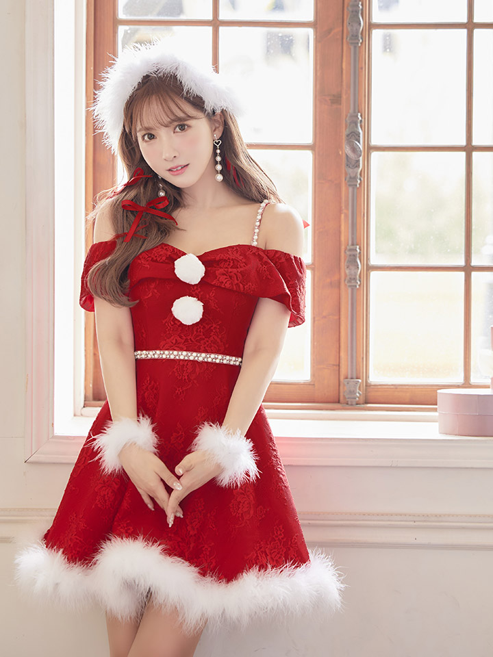 サンタ コスプレ オフショルダー ミニワンピース クリスマス サンタクロース
