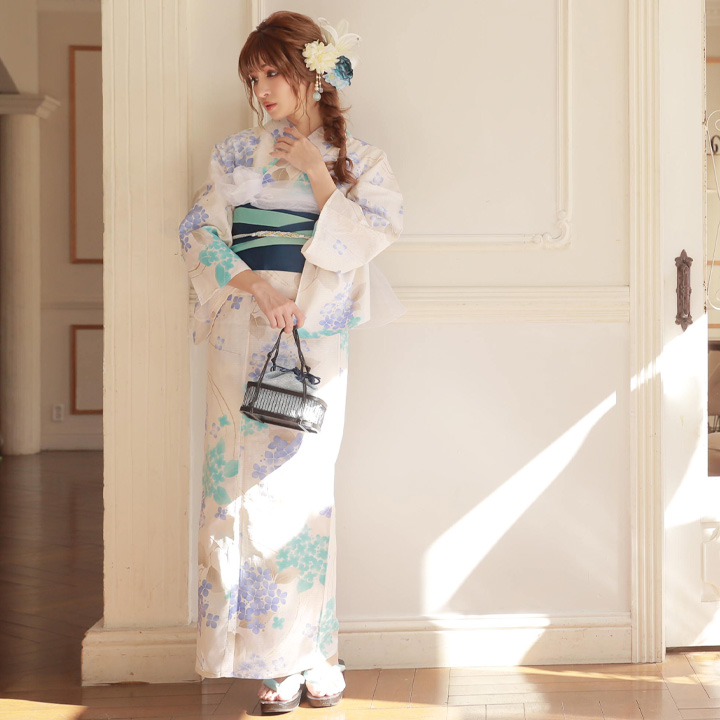 休日限定 新品 未使用 Fraisier Select 紫陽花柄 涼 浴衣 浴衣