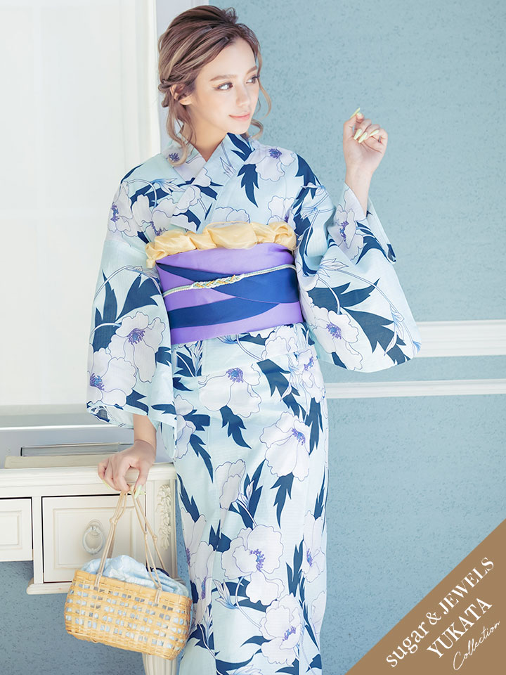 予約販売品 花柄 可愛い ピンク 水色 浴衣