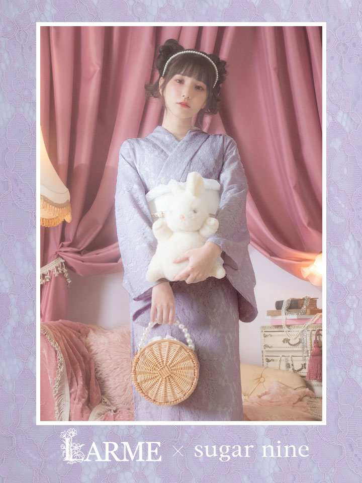 即日発送】白地×ライラックフラワーレース浴衣 19obi-3 / 19himo ...