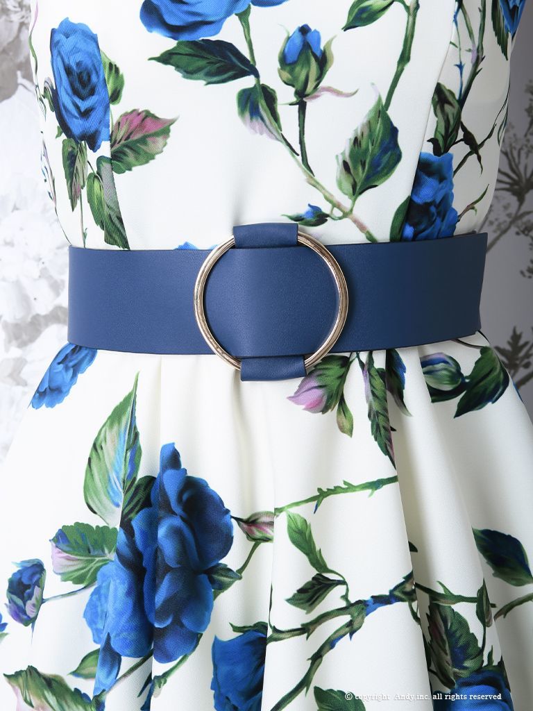 Andy アンディ テールカット フラワープリント ベルト ミニドレス キャバドレス