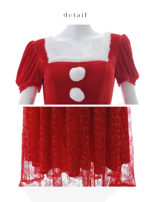 画像45: SALE!【サンタコス 5点セット】【S-Mサイズ/2カラー】ベロアワンピースサンタ[OF01] (45)