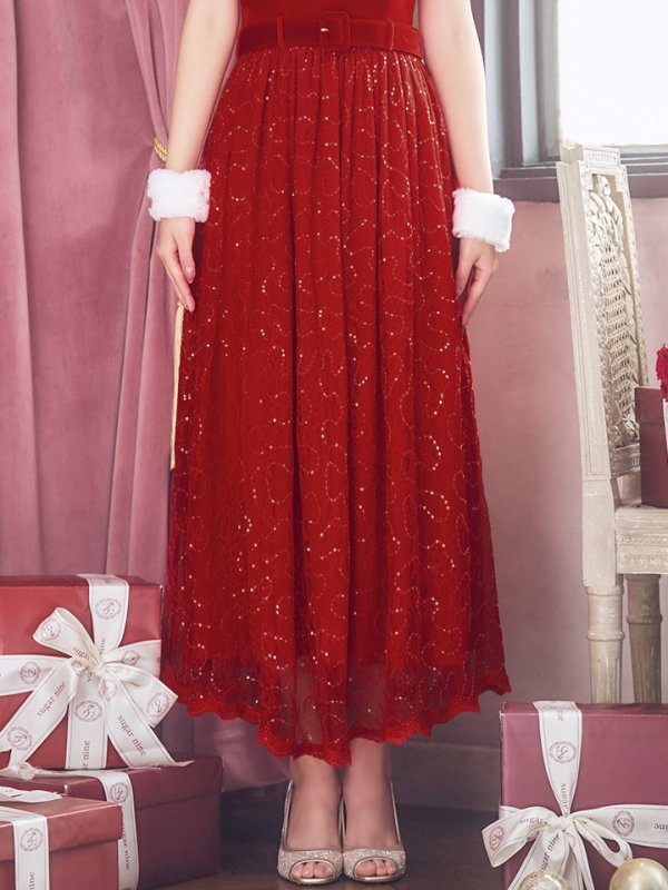 画像10: SALE!【サンタコス 5点セット】【S-Mサイズ/2カラー】ベロアワンピースサンタ[YMT] (10)