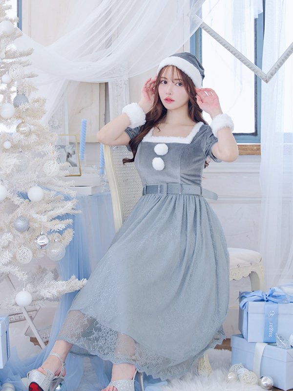 画像32: SALE!【サンタコス 5点セット】【S-Mサイズ/2カラー】ベロアワンピースサンタ[YMT] (32)