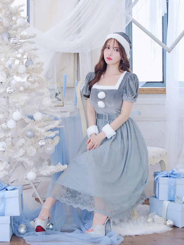 画像33: SALE!【サンタコス 5点セット】【S-Mサイズ/2カラー】ベロアワンピースサンタ[YMT] (33)