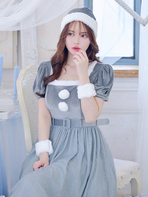 画像34: SALE!【サンタコス 5点セット】【S-Mサイズ/2カラー】ベロアワンピースサンタ[YMT] (34)