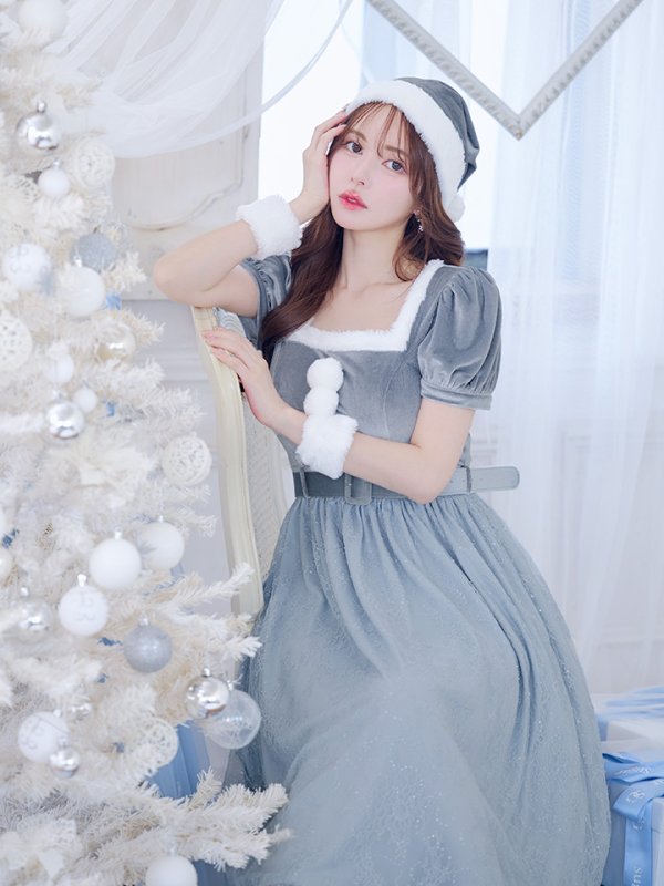 画像36: SALE!【サンタコス 5点セット】【S-Mサイズ/2カラー】ベロアワンピースサンタ[YMT] (36)